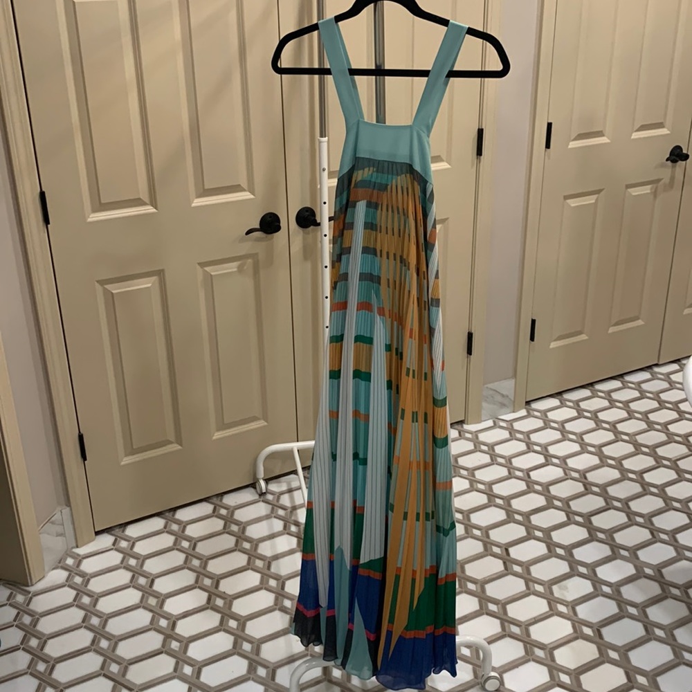 Anthropologie x Geisha Designs Abstract Bold Stripe Pleated Dress size XS